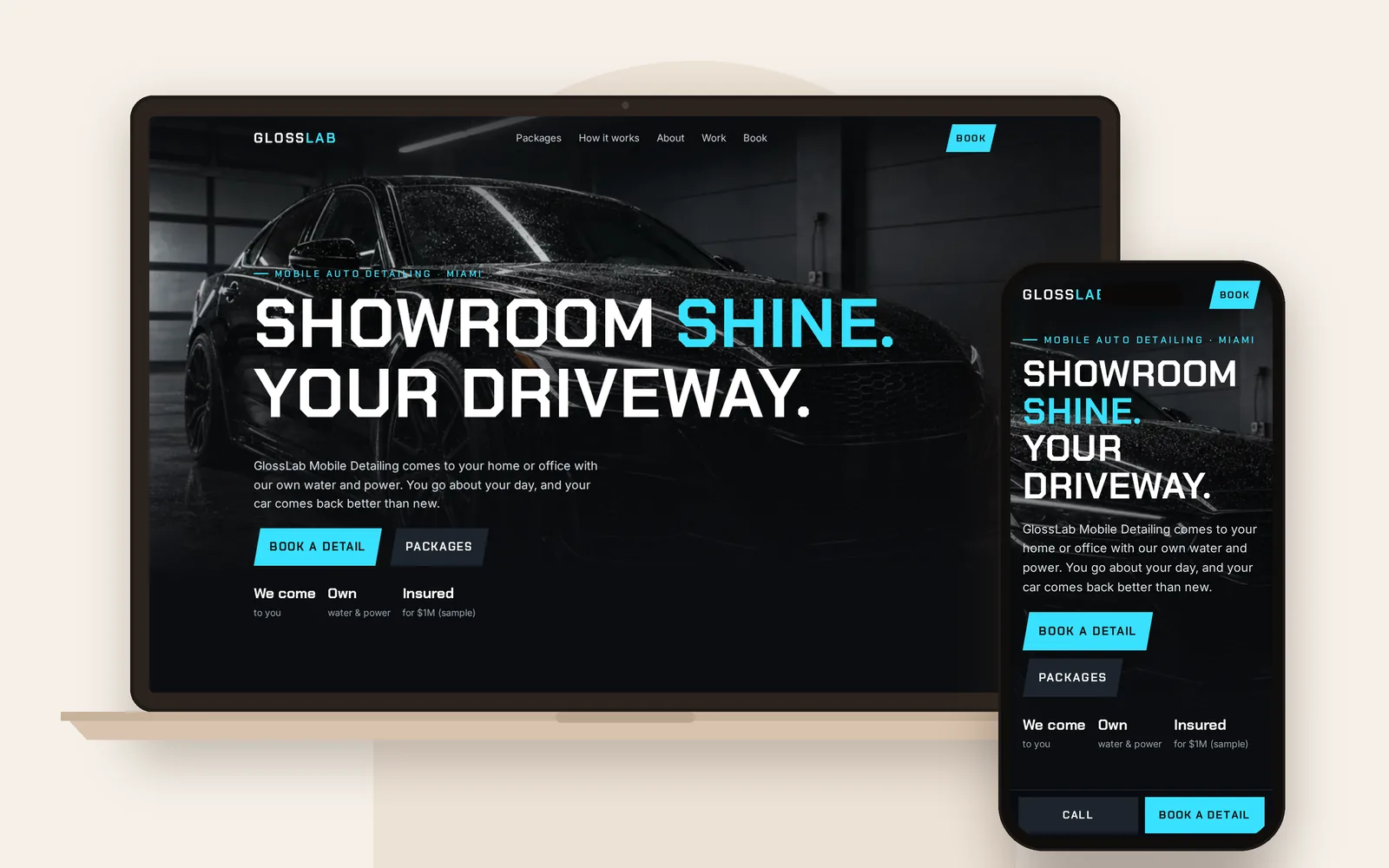 Auto detailing small business website mockup by Riri | Web Design